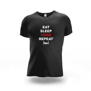 Eat Sleep Code Repeat black t-shirt by Bone Idle Lazy